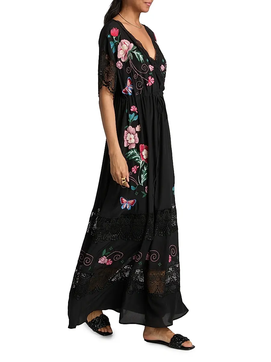Johnny Was Women's Adeline Amapola Embroidered Silk Maxi Dress | Thumbnail 2 Johnny Was Women's Adeline Amapola Embroidered Silk Maxi Dress | Thumbnail 2