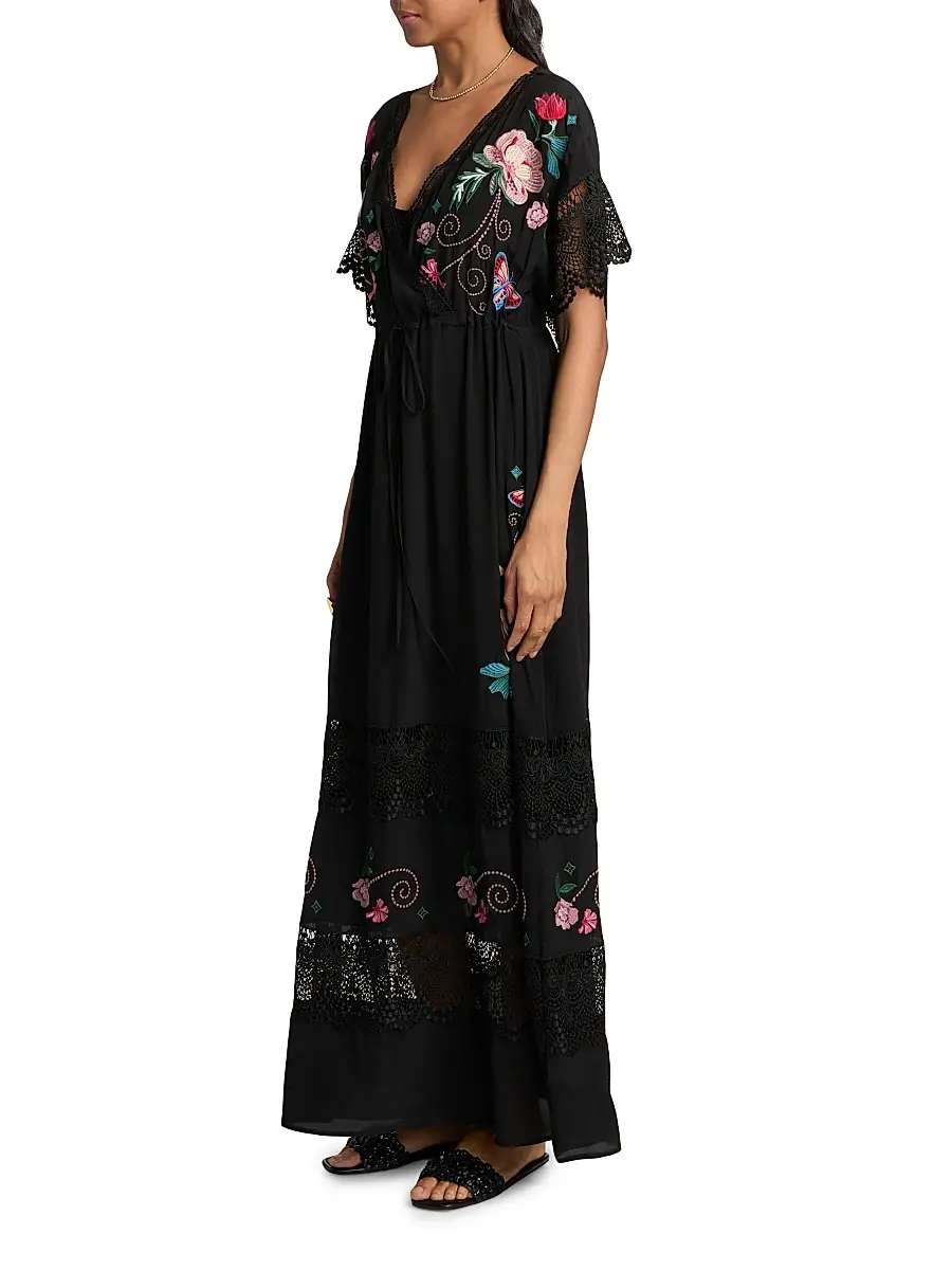 Johnny Was Women's Adeline Amapola Embroidered Silk Maxi Dress | Thumbnail 4 Johnny Was Women's Adeline Amapola Embroidered Silk Maxi Dress | Thumbnail 4