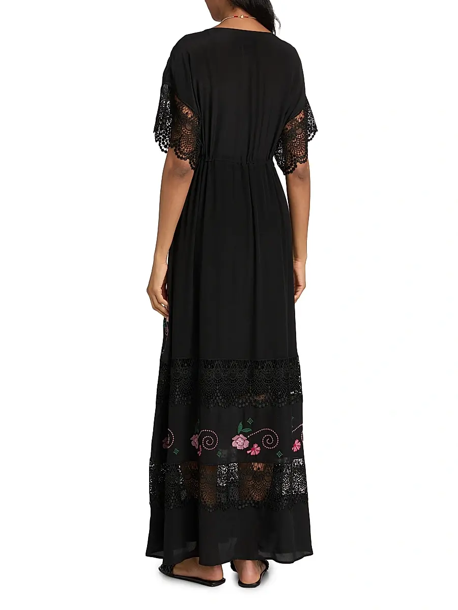 Johnny Was Women's Adeline Amapola Embroidered Silk Maxi Dress | Thumbnail 5 Johnny Was Women's Adeline Amapola Embroidered Silk Maxi Dress | Thumbnail 5