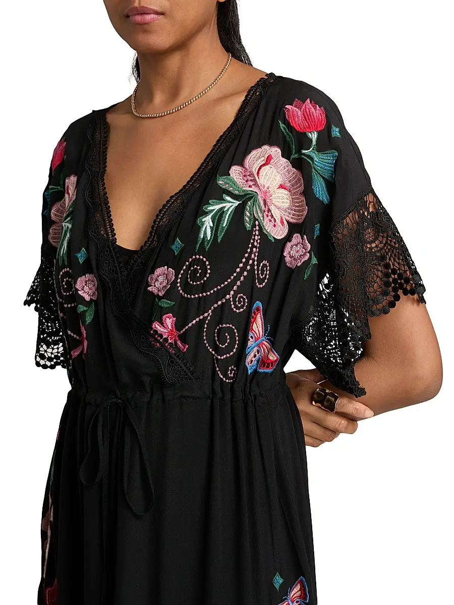 Johnny Was Women's Adeline Amapola Embroidered Silk Maxi Dress | Thumbnail 6 Johnny Was Women's Adeline Amapola Embroidered Silk Maxi Dress | Thumbnail 6
