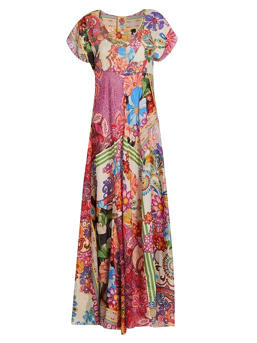 Johnny Was Women's Magnolia Patchwork Silk Maxi Dress - Magnolia Patchwork | Image 1 Johnny Was Women's Magnolia Patchwork Silk Maxi Dress - Magnolia Patchwork | Image 1
