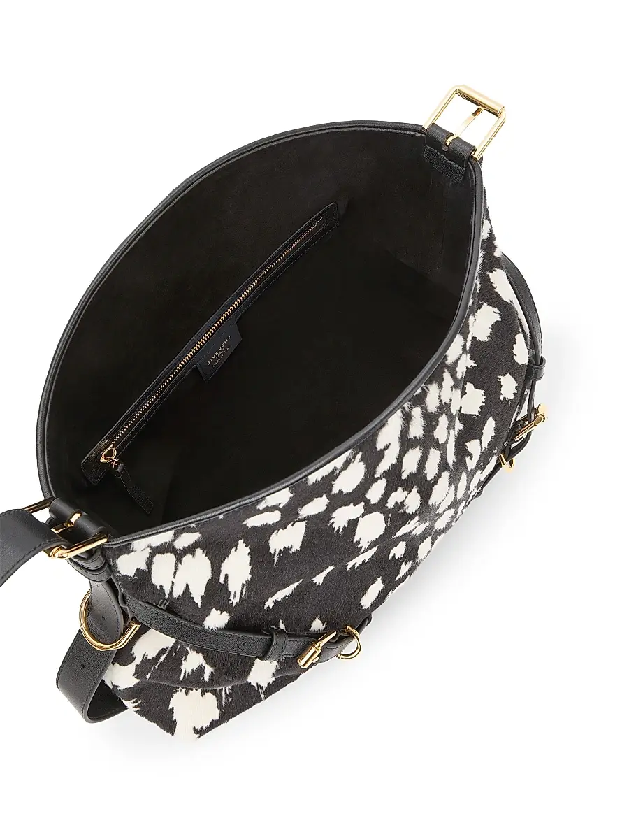 Givenchy Women's Voyou Shoulder Bag in Pony Effect Leather with Leopard Pattern - Black White | Thumbnail 4 Givenchy Women's Voyou Shoulder Bag in Pony Effect Leather with Leopard Pattern - Black White | Thumbnail 4