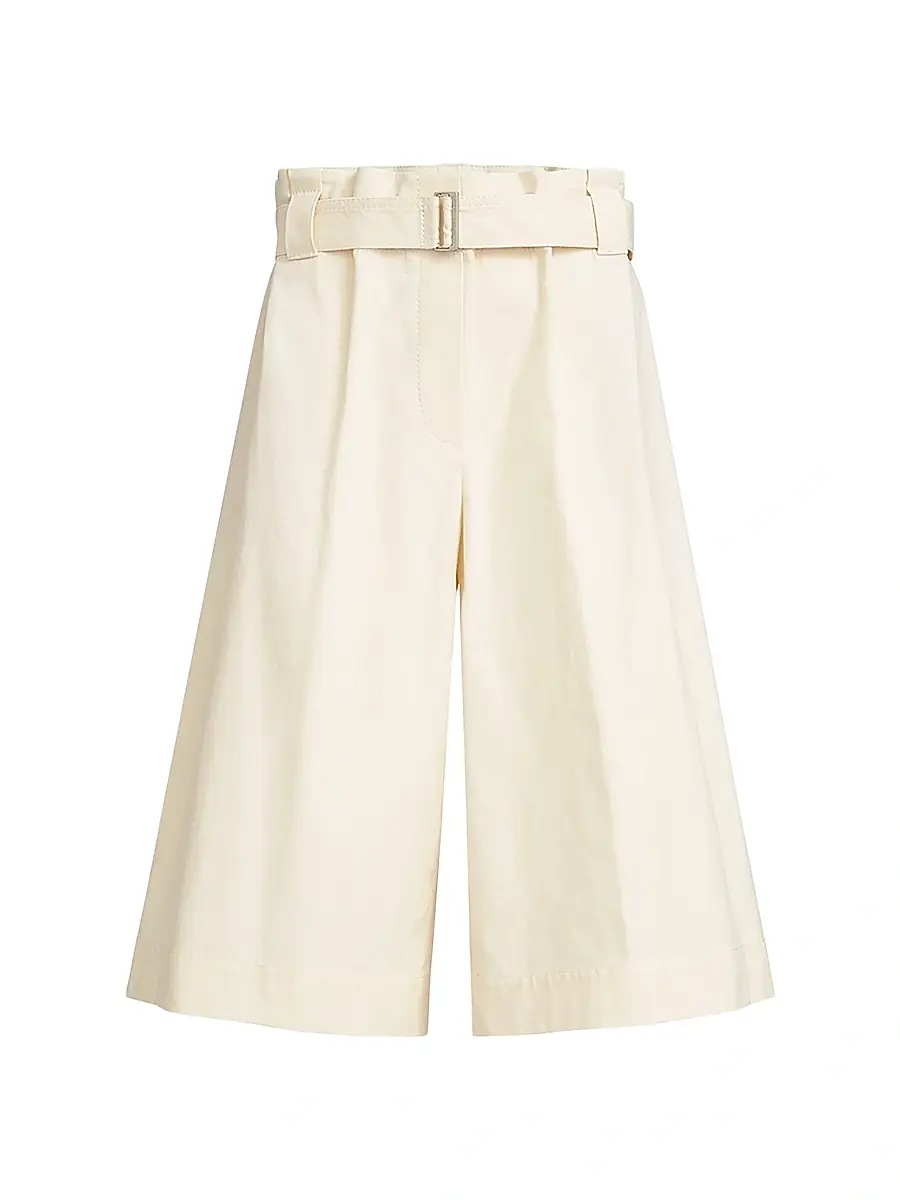 Women's Cotton Gabardine Paperbag Waist Bermuda Shorts - White Women's Cotton Gabardine Paperbag Waist Bermuda Shorts - White