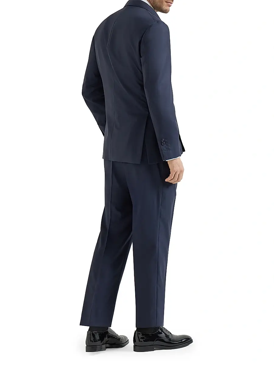 Brunello Cucinelli Men's Tuxedo with One and a Half Breasted Jacket and Double Pleated Trousers | Thumbnail 3 Brunello Cucinelli Men's Tuxedo with One and a Half Breasted Jacket and Double Pleated Trousers | Thumbnail 3