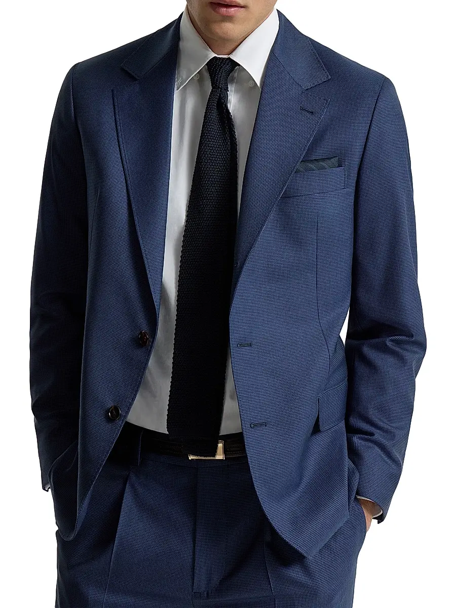 Brunello Cucinelli Men's Super 150s Virgin Wool Houndstooth Blazer | Thumbnail 5