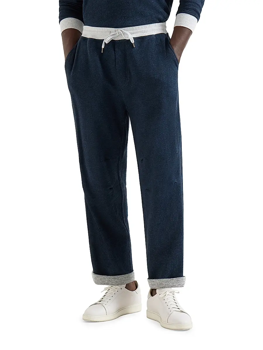 Brunello Cucinelli Men's Cotton and Linen Mélange French Terry Trousers | Thumbnail 2 Brunello Cucinelli Men's Cotton and Linen Mélange French Terry Trousers | Thumbnail 2