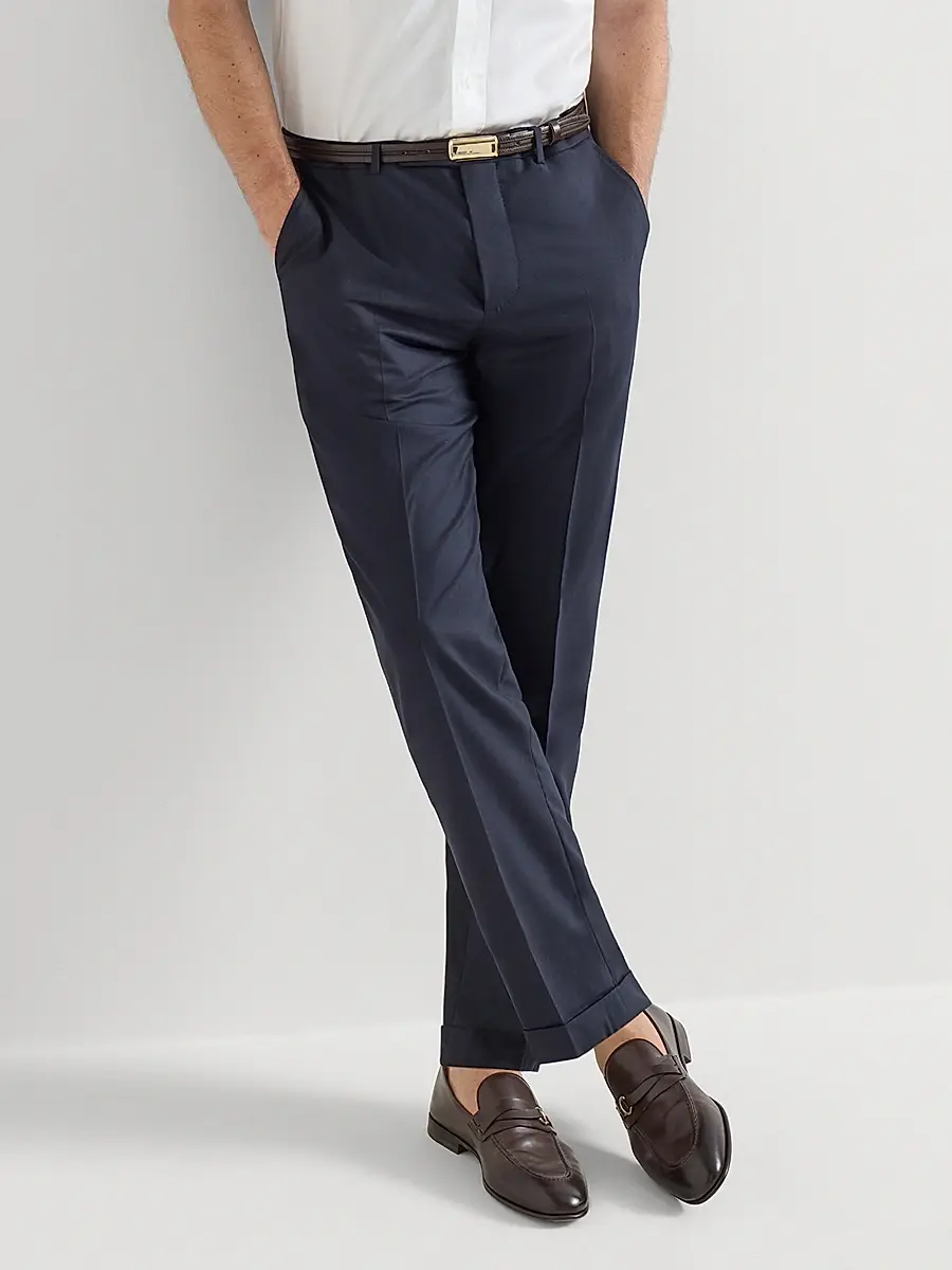 Brunello Cucinelli Men's Lightweight Cashmere Trousers - Navy Blue - Size 46 | Thumbnail 5