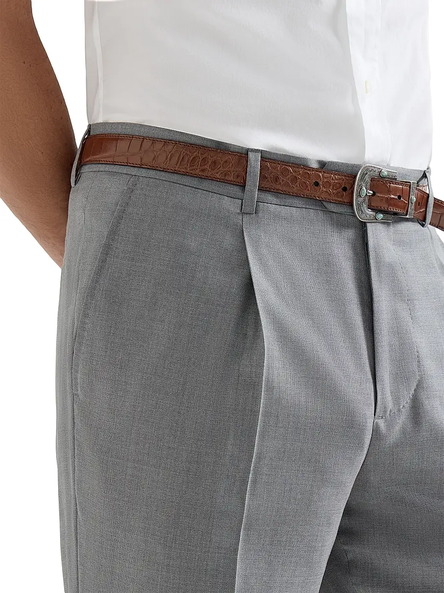 Brunello Cucinelli Men's Virgin Wool and Silk Lightweight Hopsack Trousers with Pleats | Thumbnail 5 Brunello Cucinelli Men's Virgin Wool and Silk Lightweight Hopsack Trousers with Pleats | Thumbnail 5