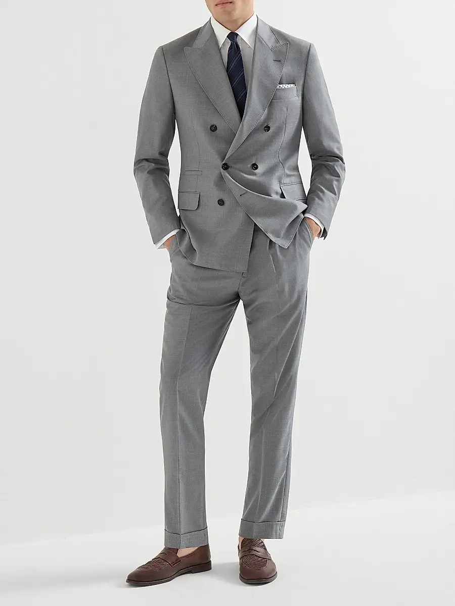 Brunello Cucinelli Men's Virgin Wool and Silk Lightweight Hopsack Trousers with Pleats | Thumbnail 6 Brunello Cucinelli Men's Virgin Wool and Silk Lightweight Hopsack Trousers with Pleats | Thumbnail 6