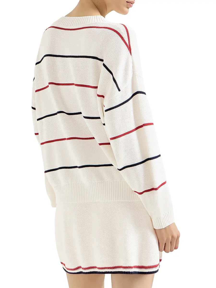 Brunello Cucinelli Women's Cotton Textured Stripe Sweater | Thumbnail 3 Brunello Cucinelli Women's Cotton Textured Stripe Sweater | Thumbnail 3