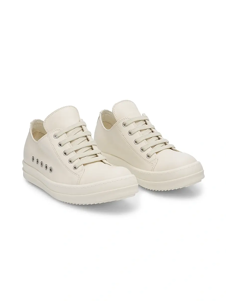 Rick Owens Women's Extreme Leather Low-Top Sneakers - Milk | Thumbnail 2