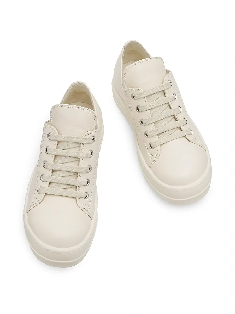Rick Owens Women's Extreme Leather Low-Top Sneakers - Milk | Thumbnail 4