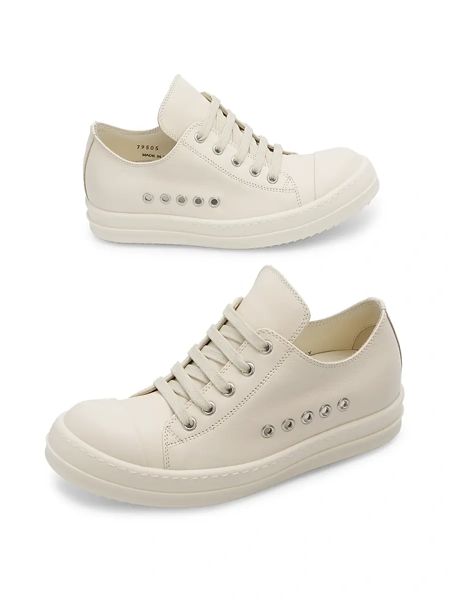 Rick Owens Women's Extreme Leather Low-Top Sneakers - Milk | Thumbnail 6