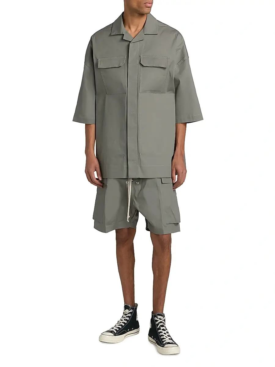 Rick Owens Men's Magnum Tommy Stretch-Cotton Camp Shirt | Thumbnail 2