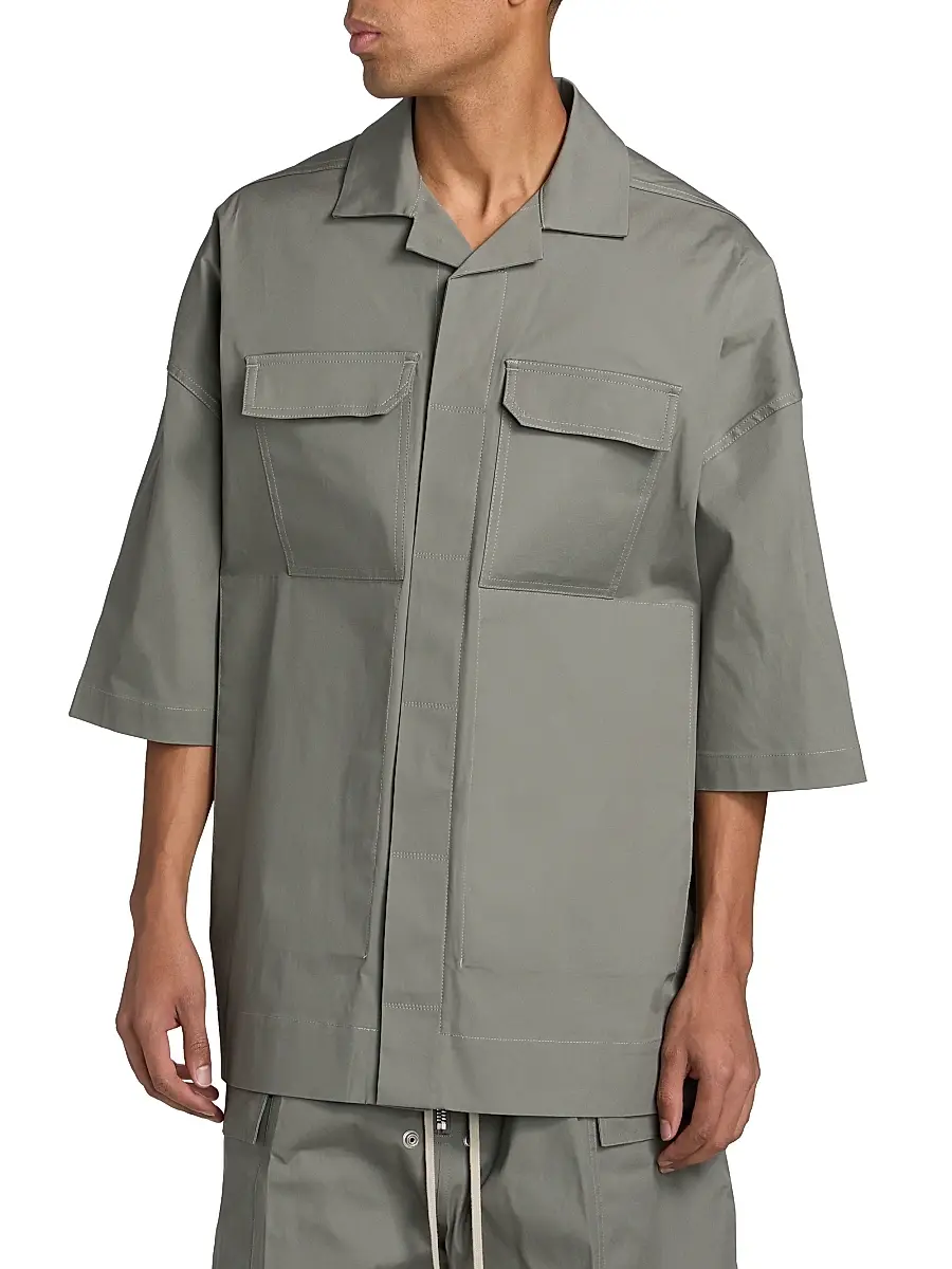 Rick Owens Men's Magnum Tommy Stretch-Cotton Camp Shirt | Thumbnail 3
