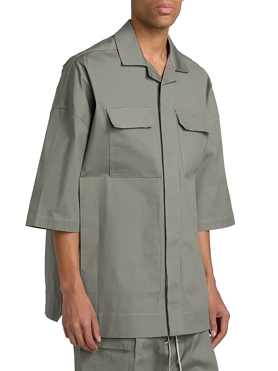 Rick Owens Men's Magnum Tommy Stretch-Cotton Camp Shirt | Thumbnail 4