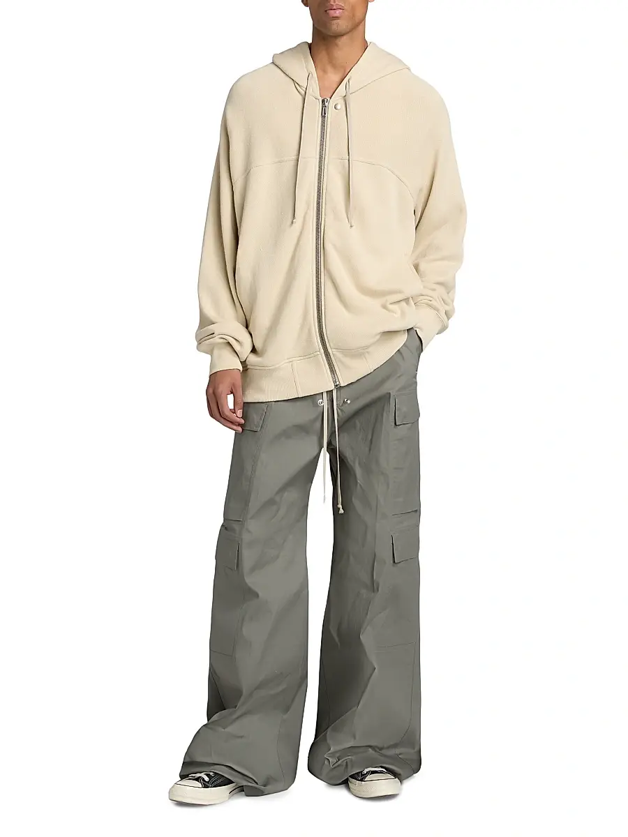 Rick Owens Men's Cargobelas Stretch-Cotton Wide-Leg Pants | Thumbnail 2