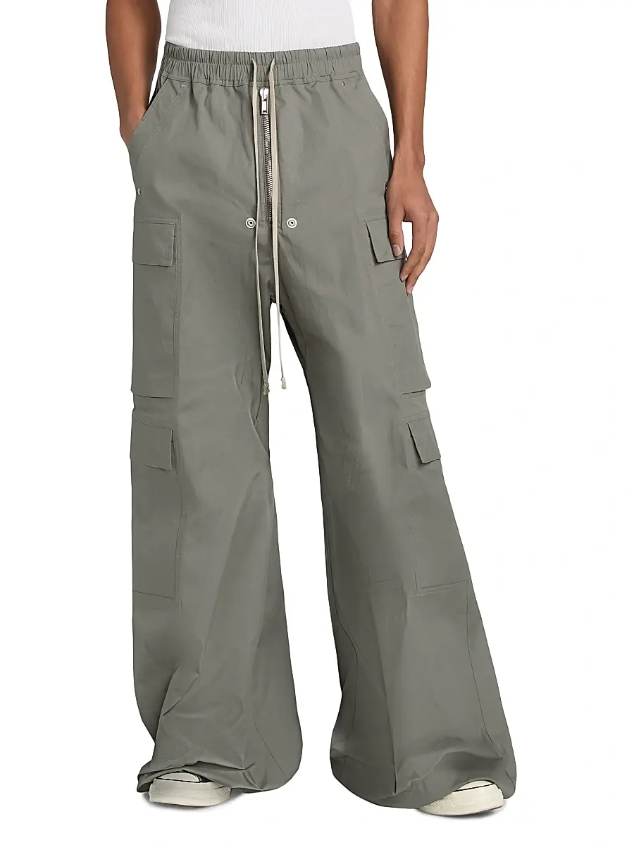 Rick Owens Men's Cargobelas Stretch-Cotton Wide-Leg Pants | Thumbnail 3