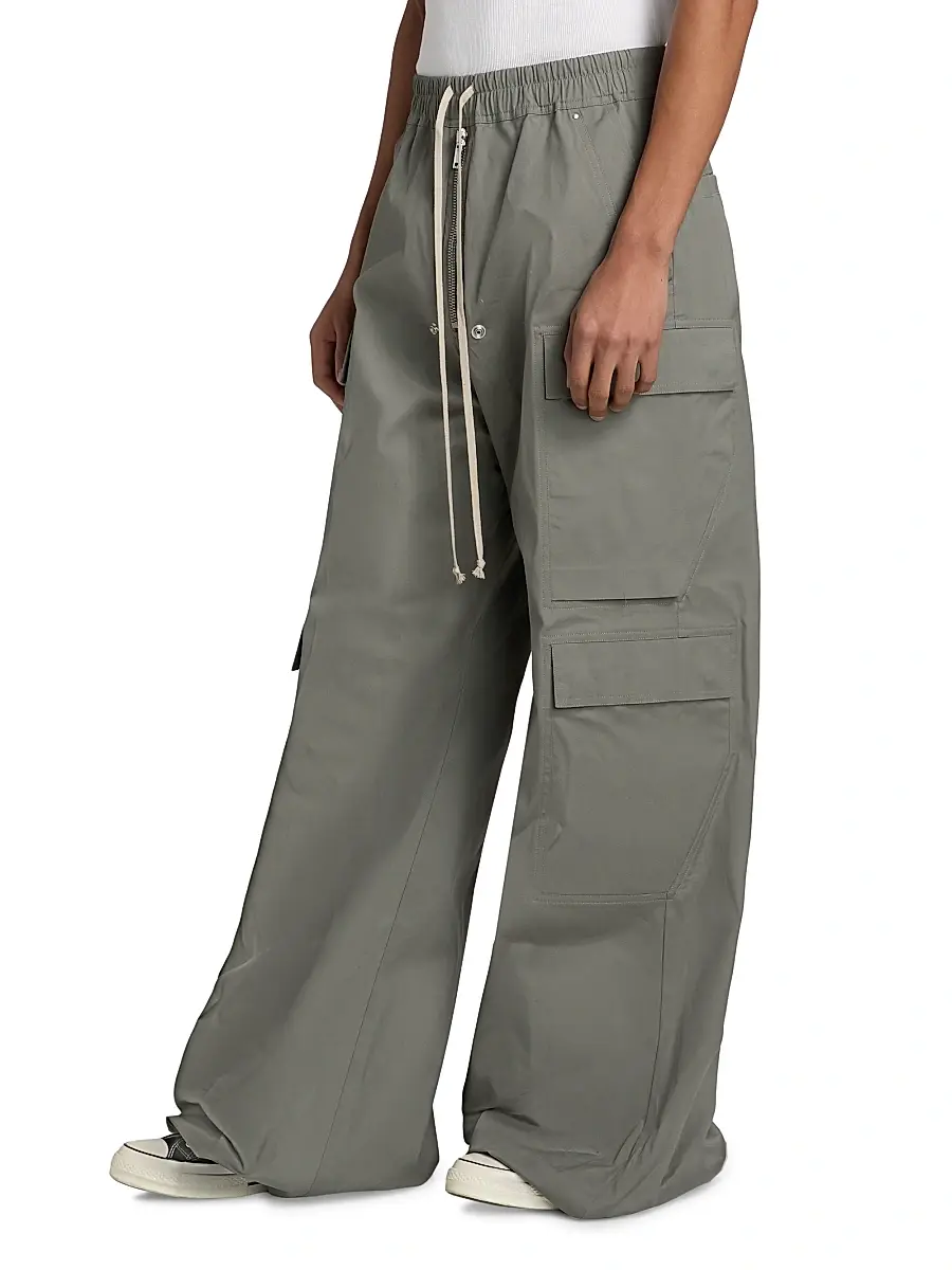Rick Owens Men's Cargobelas Stretch-Cotton Wide-Leg Pants | Thumbnail 4