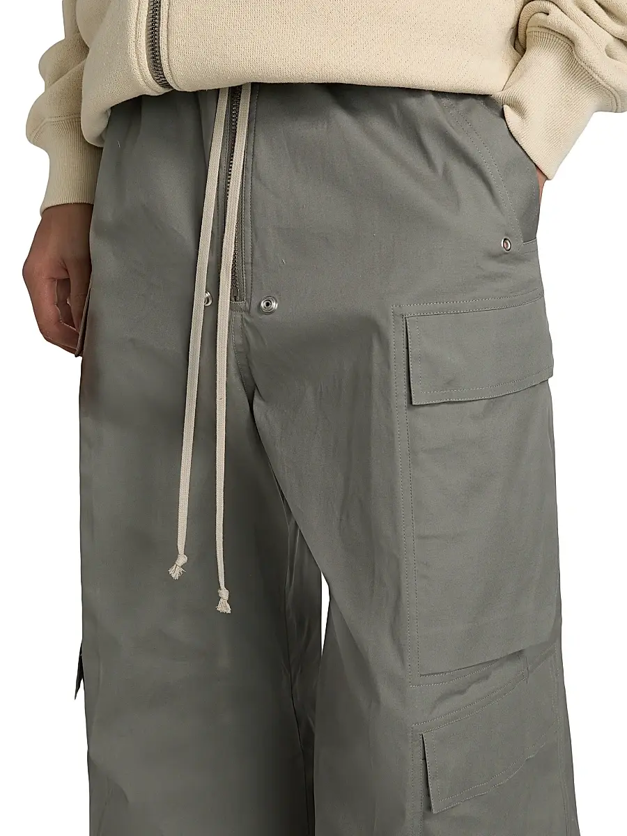 Rick Owens Men's Cargobelas Stretch-Cotton Wide-Leg Pants | Thumbnail 6