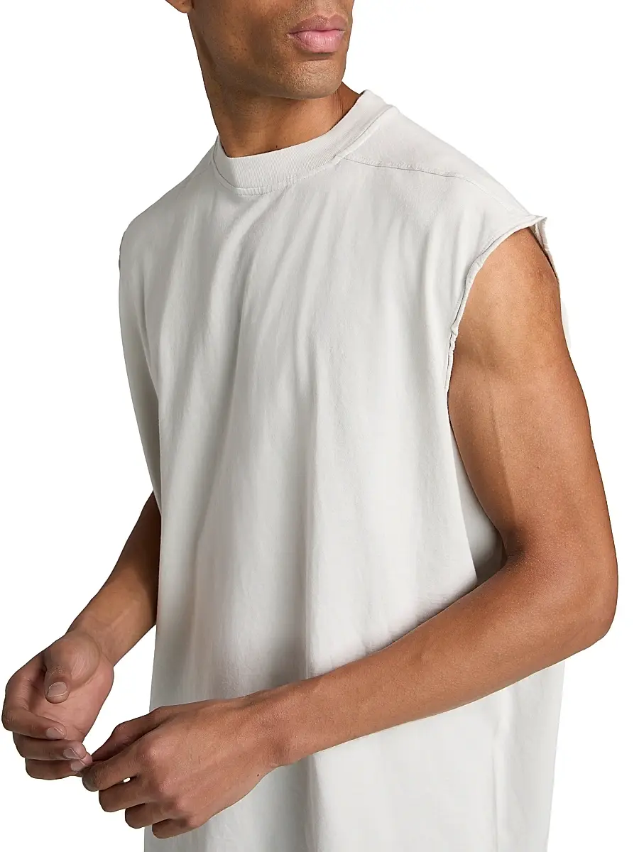 DRKSHDW by Rick Owens Men's Tarp Sleeveless Cotton Relaxed-Fit T-Shirt | Thumbnail 6 DRKSHDW by Rick Owens Men's Tarp Sleeveless Cotton Relaxed-Fit T-Shirt | Thumbnail 6