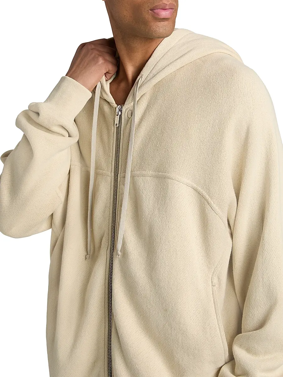 Rick Owens Men's Windbreaker Fleece Cotton Zip-Front Hoodie | Thumbnail 6