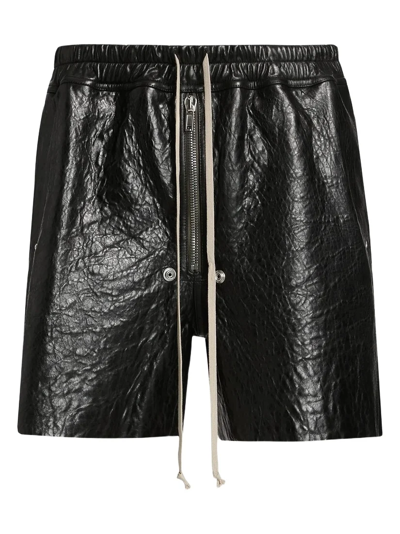 Rick Owens Men's Bela Leather Drawstring Shorts