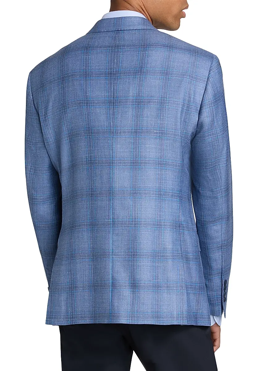 Emporio Armani Men's Plaid Single-Breasted Jacket | Thumbnail 5 Emporio Armani Men's Plaid Single-Breasted Jacket | Thumbnail 5