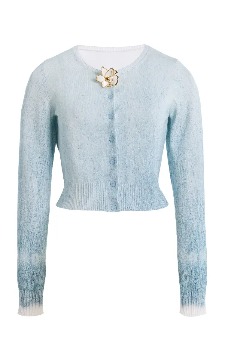 Oscar de la Renta Printed Cotton-Blend Cardigan | Thumbnail 2 Oscar de la Renta Printed Cotton-Blend Cardigan | Thumbnail 2