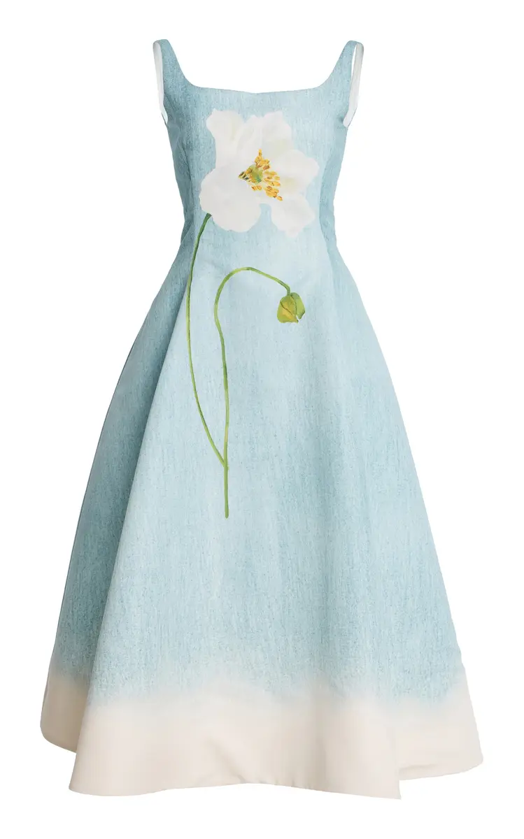 Oscar de la Renta Peony Faille Midi Dress