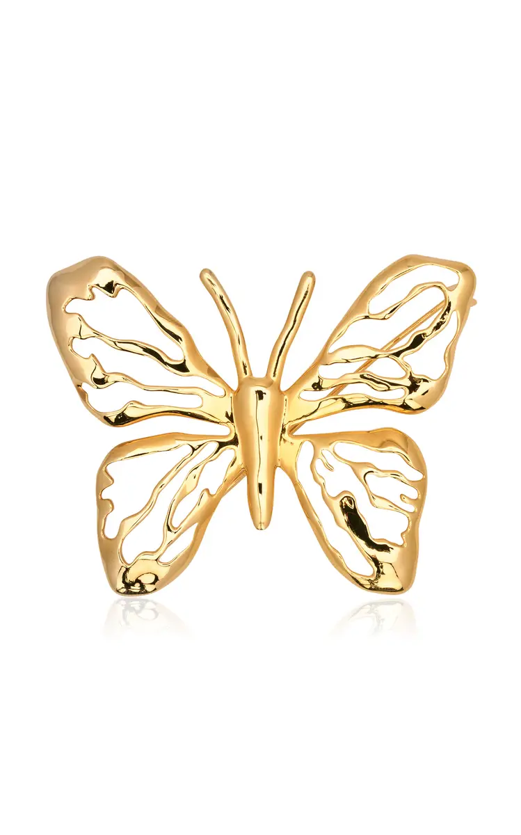 Oscar de la Renta Gold-Tone Lace Butterfly Brooch | Image 1 Oscar de la Renta Gold-Tone Lace Butterfly Brooch | Image 1
