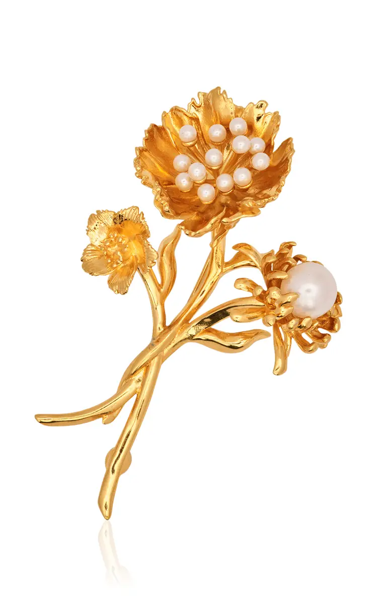 Oscar de la Renta Gold-Tone Bouquet Brooch