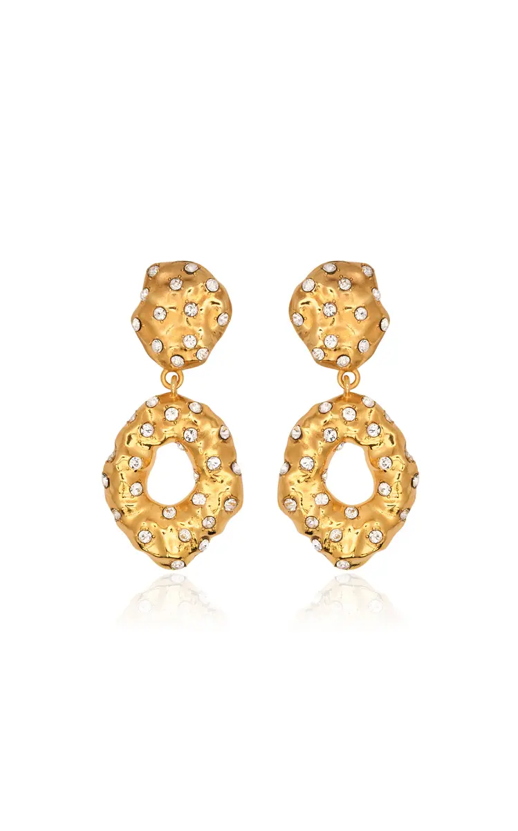Oscar de la Renta Hammered Stone Drop Earrings