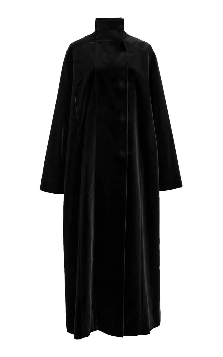 COLLEEN ALLEN High-Collar Velvet Raglan Coat