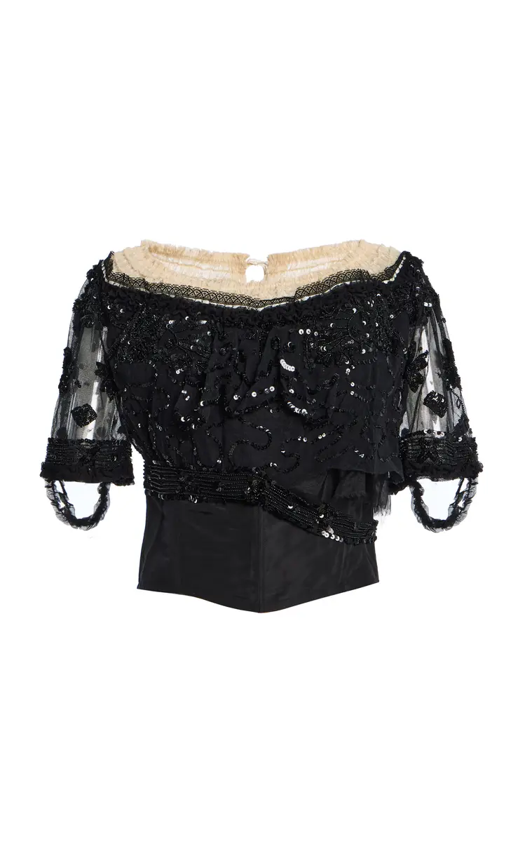 COLLEEN ALLEN Embroidered Tulle Evening Bodice