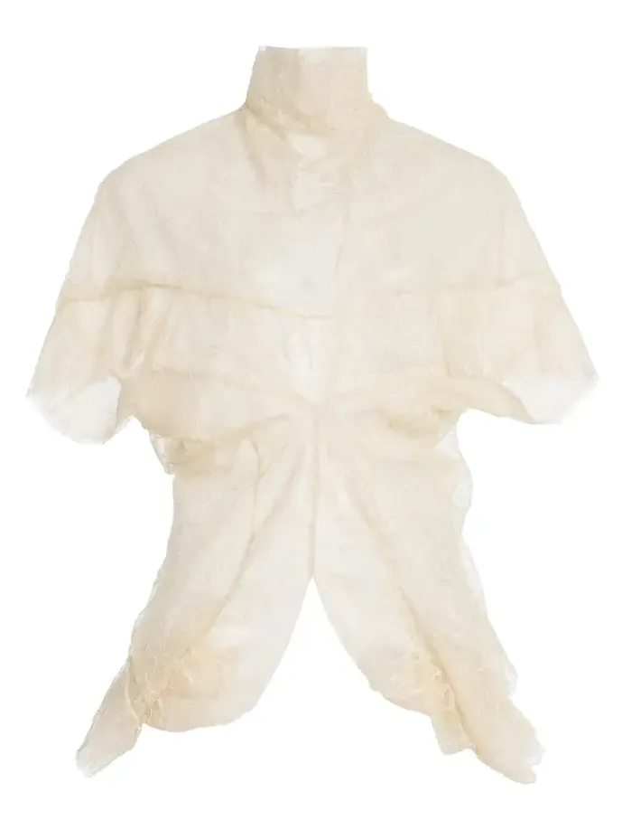 COLLEEN ALLEN Draped Lace-Tulle Top