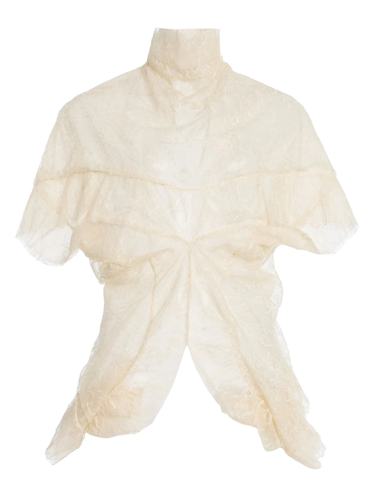 COLLEEN ALLEN Draped Lace-Tulle Top