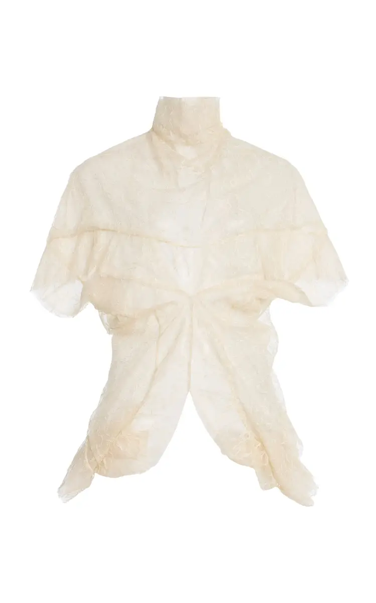 COLLEEN ALLEN Draped Lace-Tulle Top