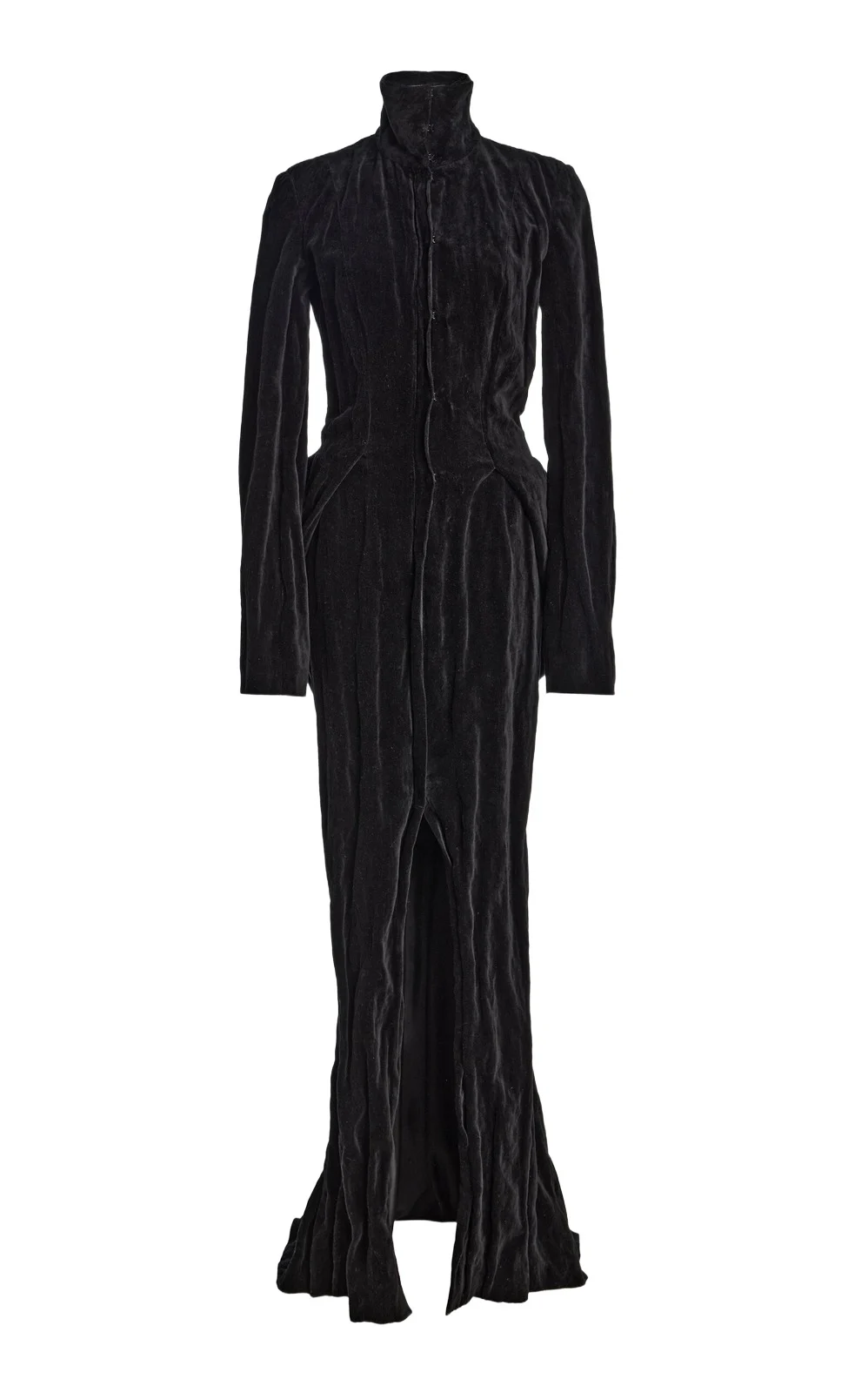 COLLEEN ALLEN Tailored Velvet Bustle Maxi Dress