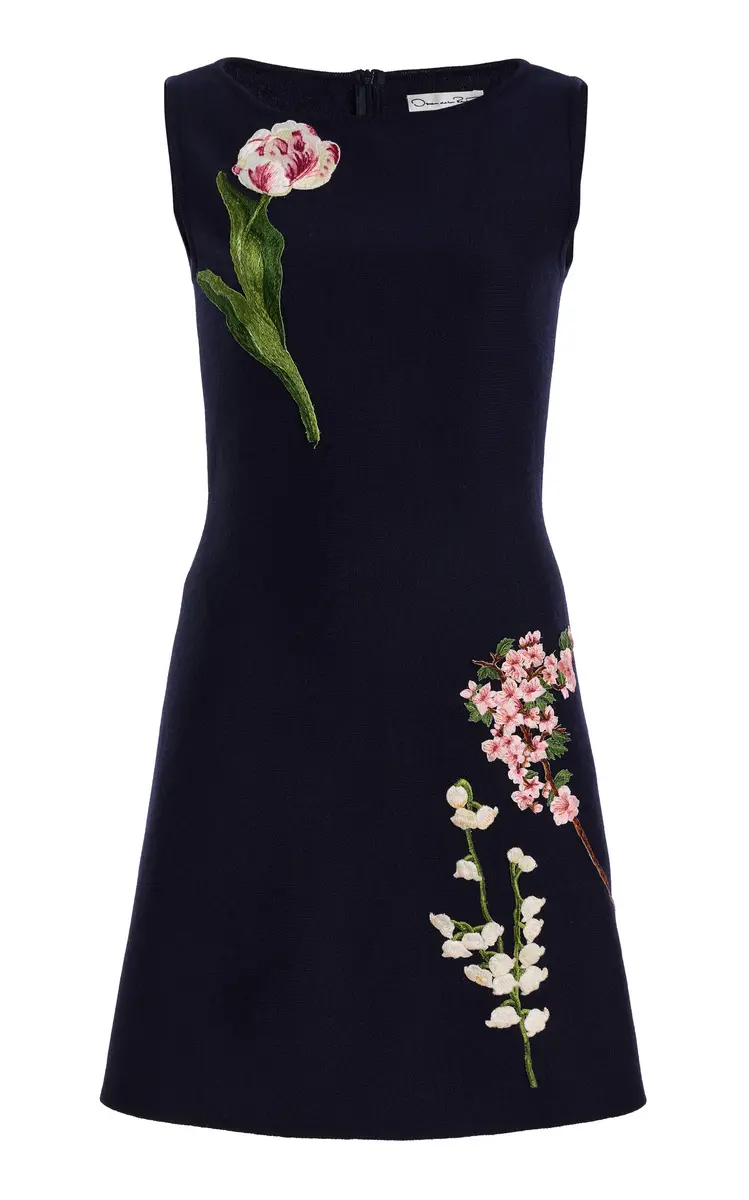 Oscar de la Renta Embroidered Wool Mini Dress | Image 1 Oscar de la Renta Embroidered Wool Mini Dress | Image 1