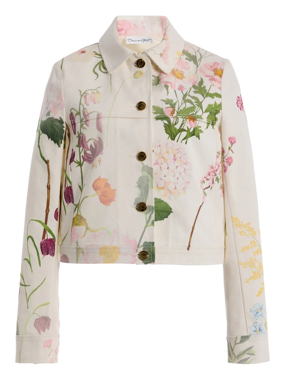Faded Botanical Denim Jacket