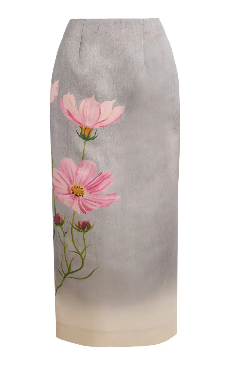 Cosmos Satin Pencil Midi Skirt