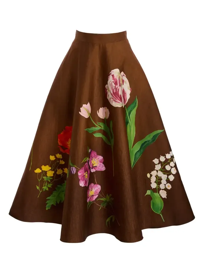Botanical Stretch-Cotton Midi Circle Skirt Botanical Stretch-Cotton Midi Circle Skirt