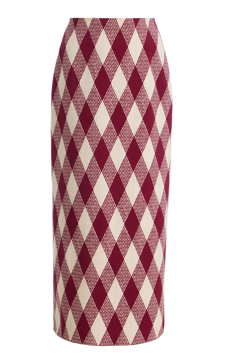 Oscar de la Renta Argyle Wool-Blend Midi Pencil Skirt | Image 1 Oscar de la Renta Argyle Wool-Blend Midi Pencil Skirt | Image 1
