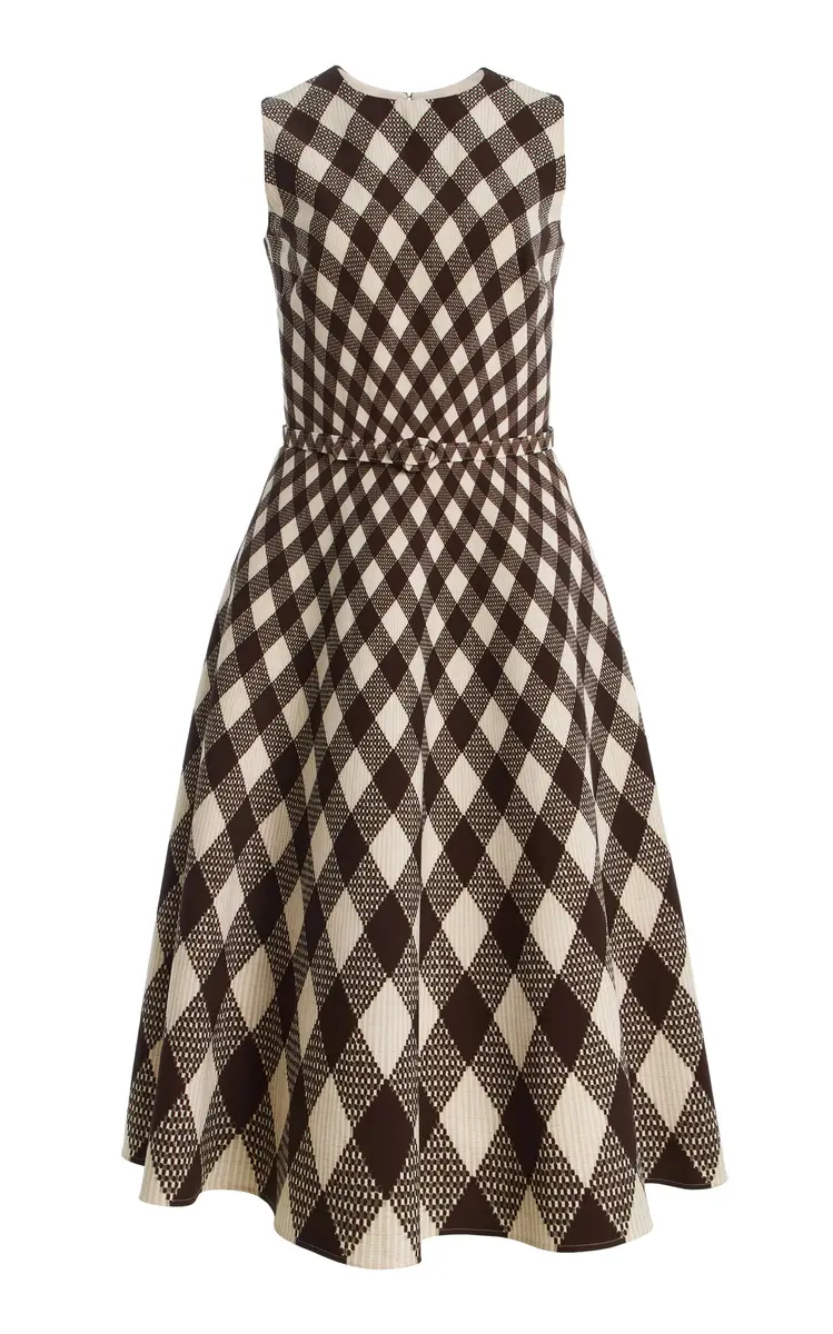 Oscar de la Renta Argyle Wool-Blend Midi Dress