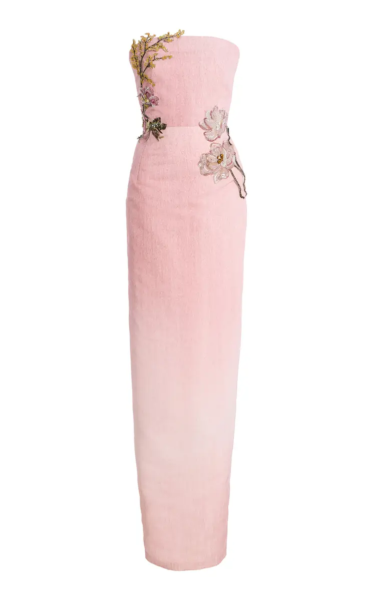 Oscar de la Renta Beaded Florals Faille Gown | Thumbnail 2