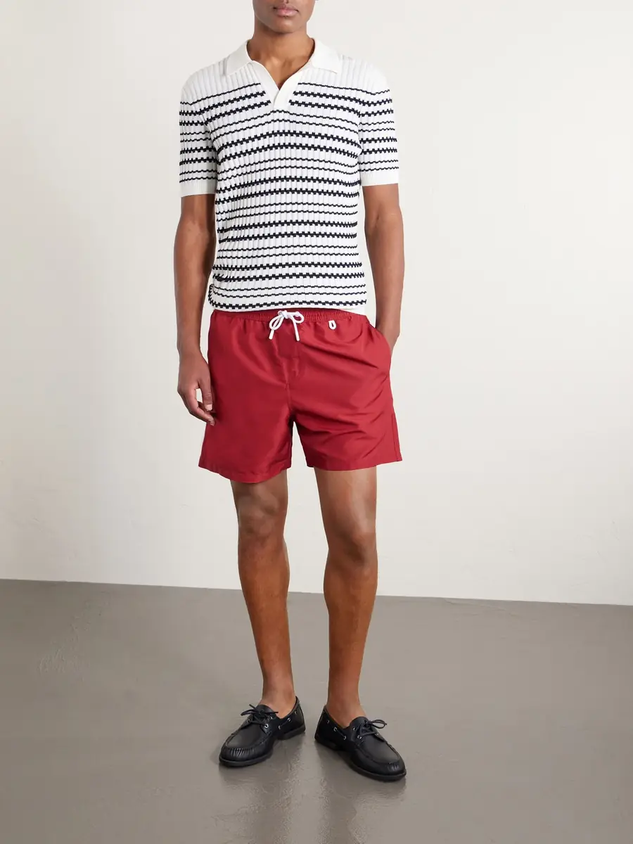 Orlebar Brown Canet Striped Ribbed-Knit Organic Cotton Polo Shirt - Men | Thumbnail 2 Orlebar Brown Canet Striped Ribbed-Knit Organic Cotton Polo Shirt - Men | Thumbnail 2