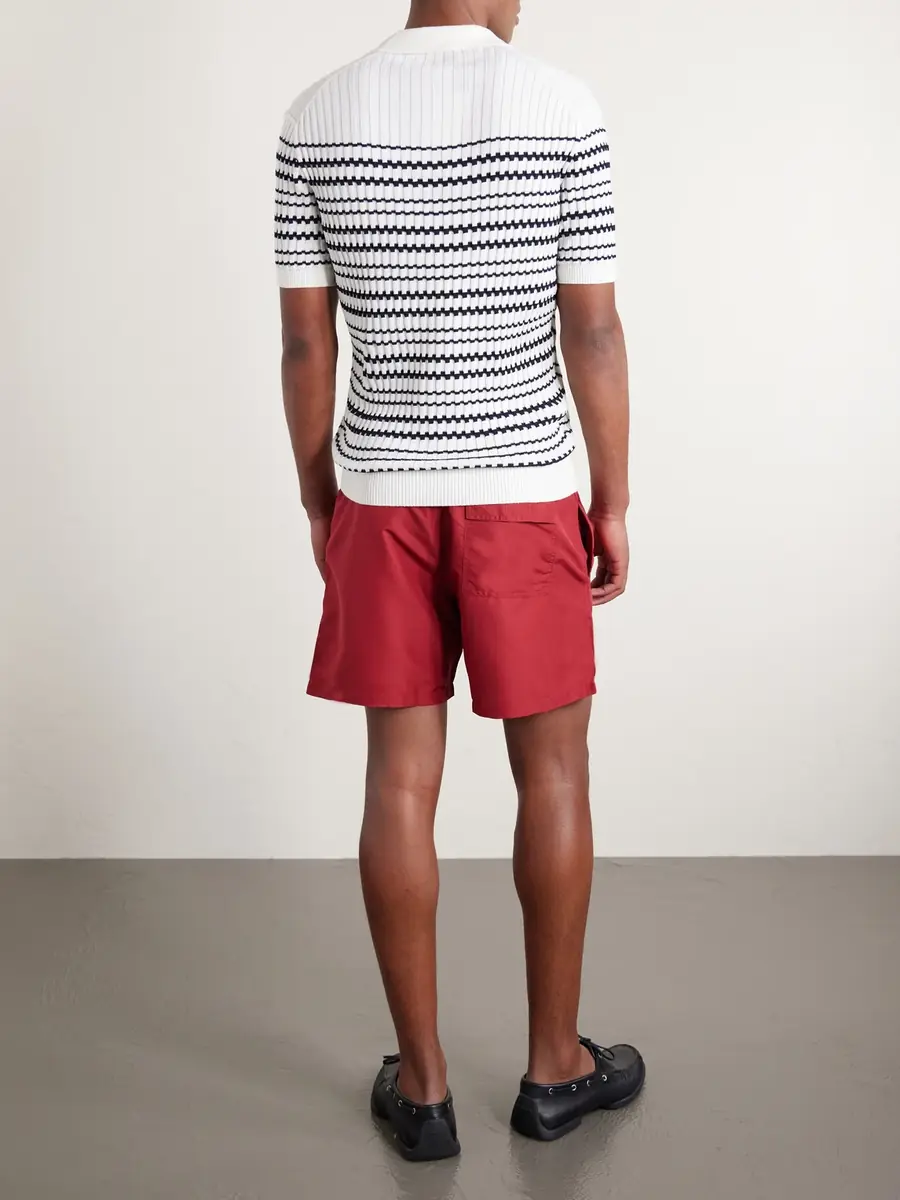 Orlebar Brown Canet Striped Ribbed-Knit Organic Cotton Polo Shirt - Men | Thumbnail 4 Orlebar Brown Canet Striped Ribbed-Knit Organic Cotton Polo Shirt - Men | Thumbnail 4