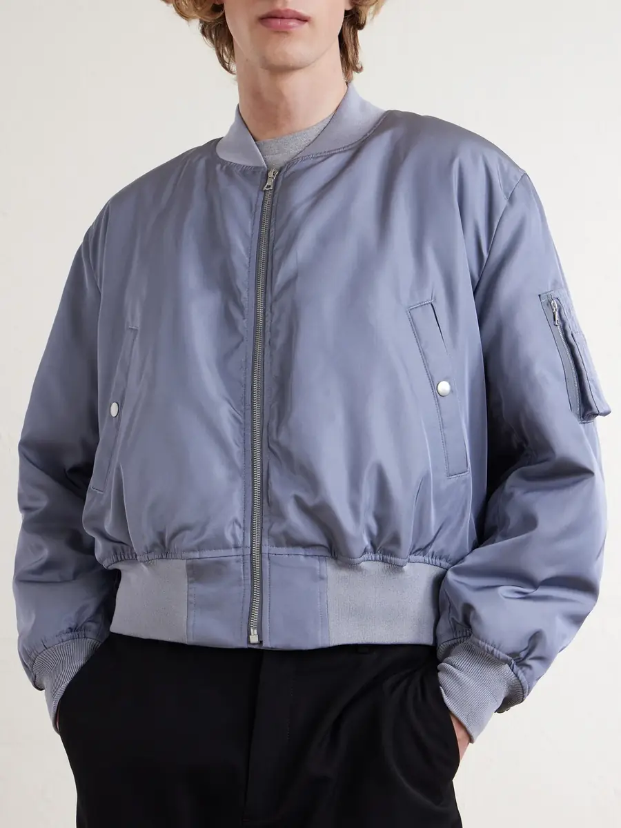 Auralee Silk-Twill Bomber Jacket - Men | Thumbnail 3 Auralee Silk-Twill Bomber Jacket - Men | Thumbnail 3