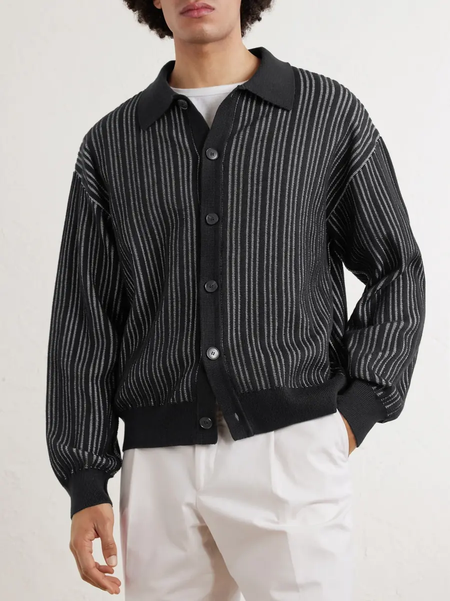 mfpen Formal Striped Ribbed Cotton Cardigan - Men | Thumbnail 3